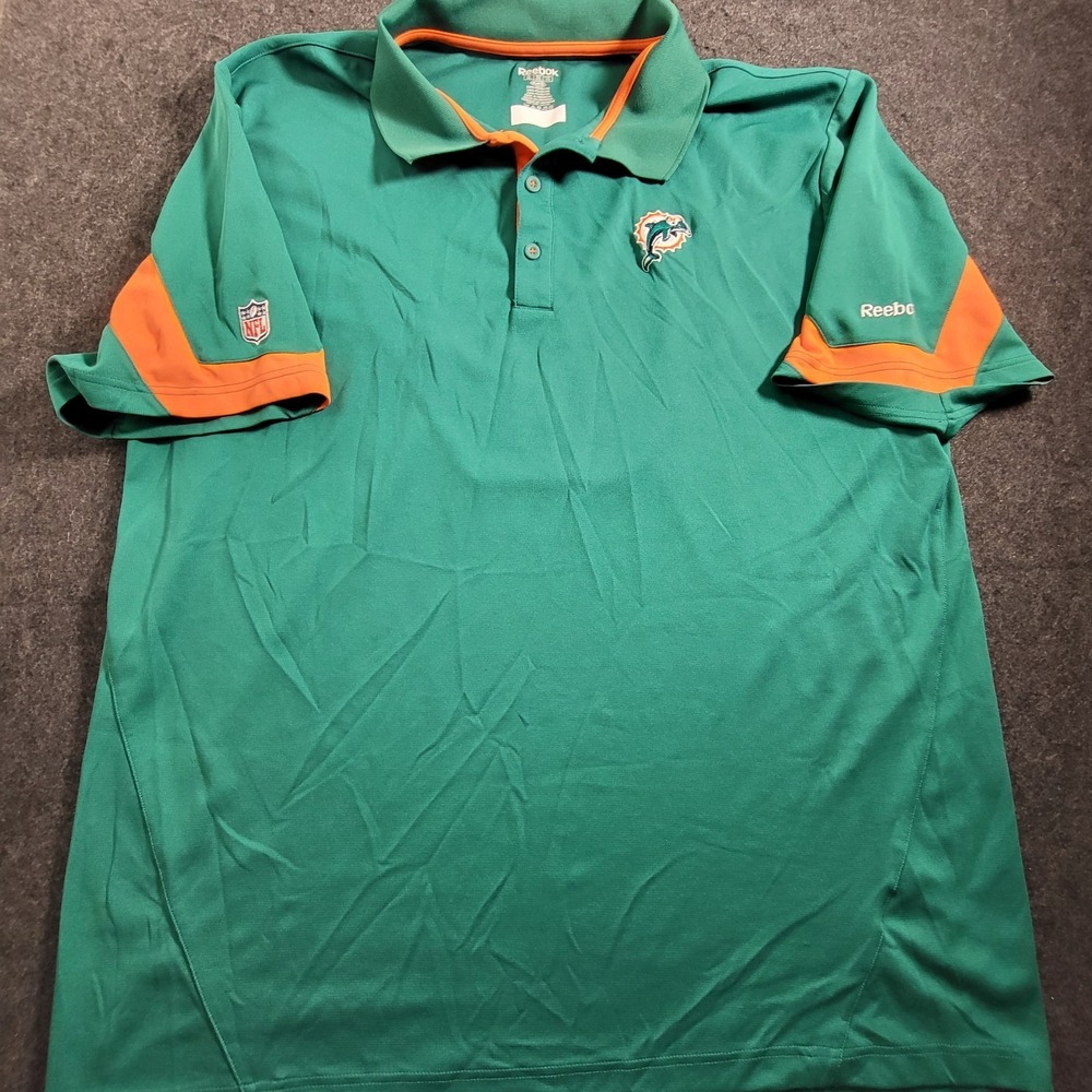 Miami Dolphins Reebok  Golf Polo Men's 3XL Short Sleeve Aqua Blue Shirt NFL